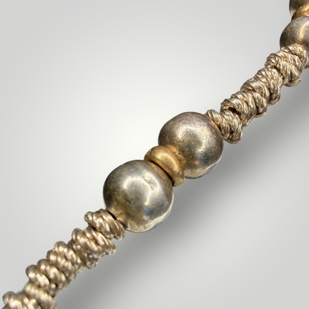 950 Sterling Silver & 14K Gold Beaded Necklace 16 inch, 11.2g - Picture 11 of 15